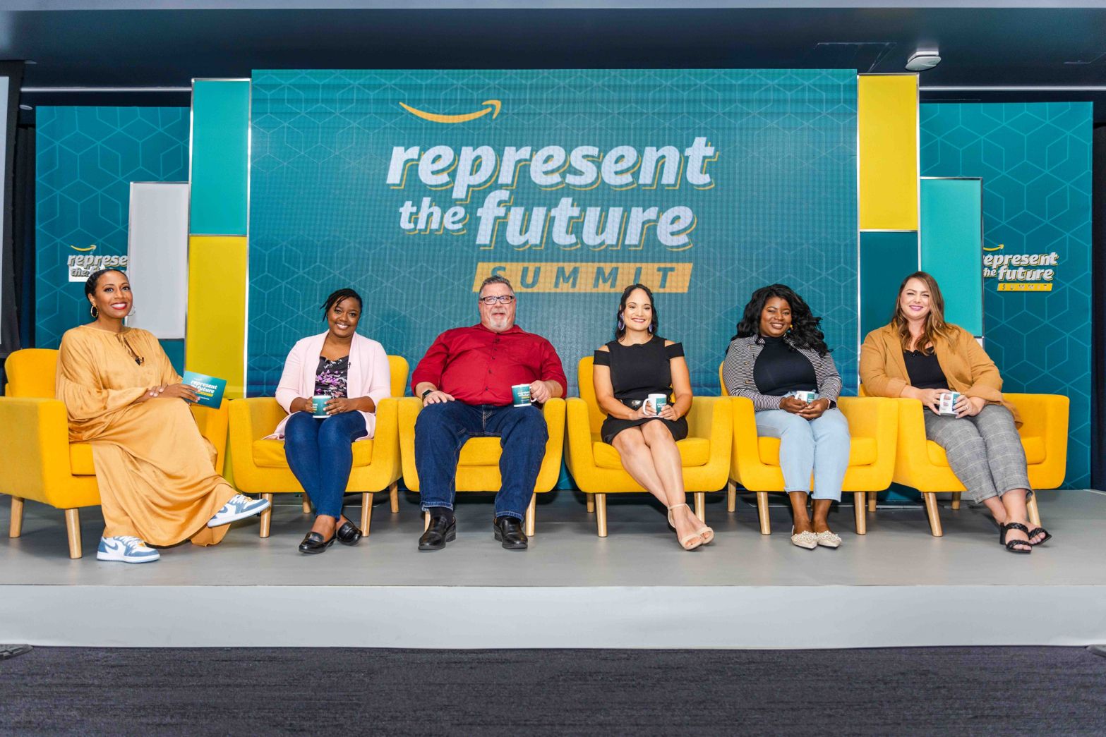 Anne Martine speaking at Amazon event